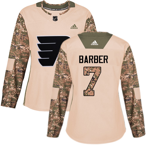 Adidas Flyers #7 Bill Barber Camo Authentic Veterans Day Women's Stitched NHL Jersey